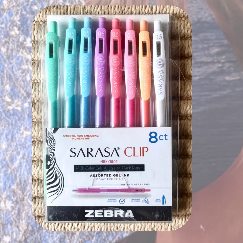 🎉🎉Zebra Sarasa Gel Clip Retractable Fine Point Pens Pastel Assorted Set of 8